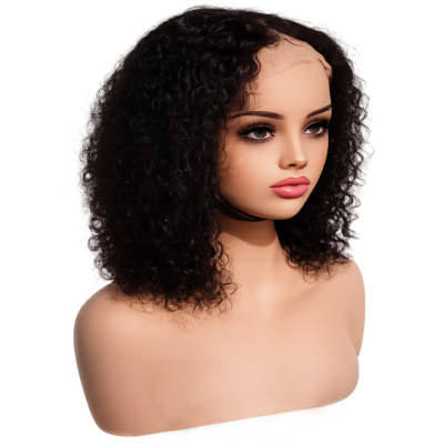 HOME Human Hair Curling Wig, Color Natural, 280 Density.