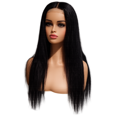 HOME Human Hair 4x4 Lace Wig, Glueless Natural Kinky, 24 Inches