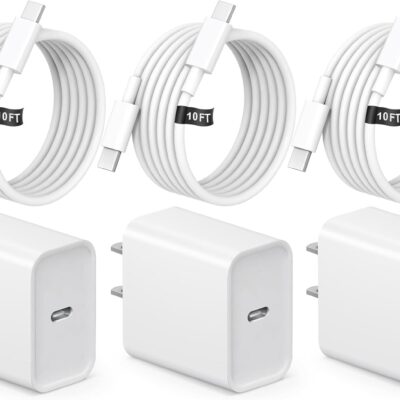 iPhone 17 16 15 Fast Charging 10FT Long USB C Charger Type C Charger 3 Pack Fast Charger USB C for iPhone 17/17 Plus/17 Pro/17 Pro Max/16/16 Plus/16 Pro Max/15/15 Pro Max,Samsung